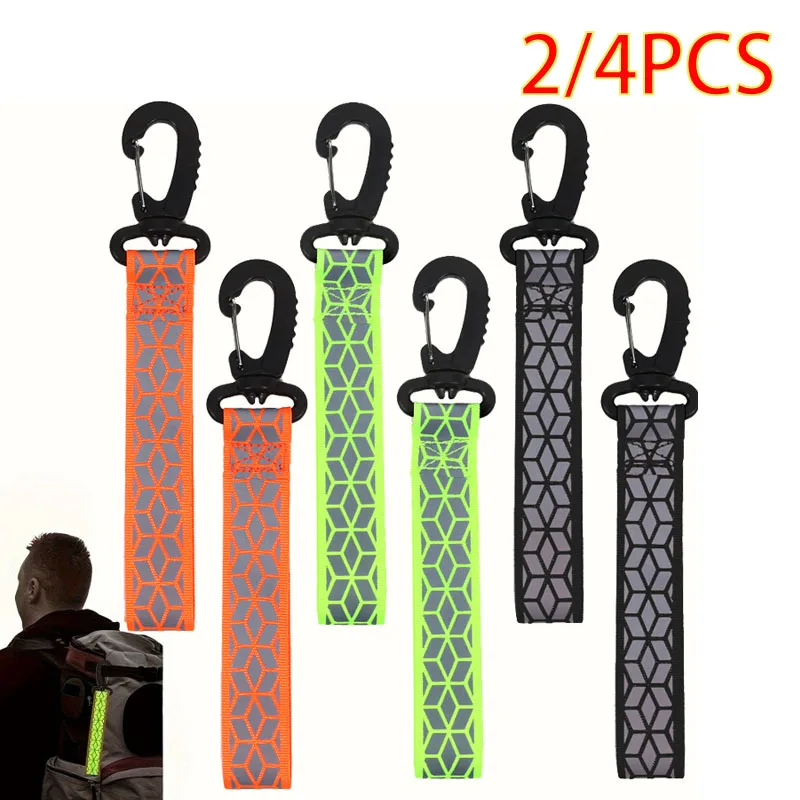 

2/4Pcs Reflective Straps Pendant Keychain For Outdoor Camping Night Running Cycling Backpack Safety Lightweight Bright Keyrings