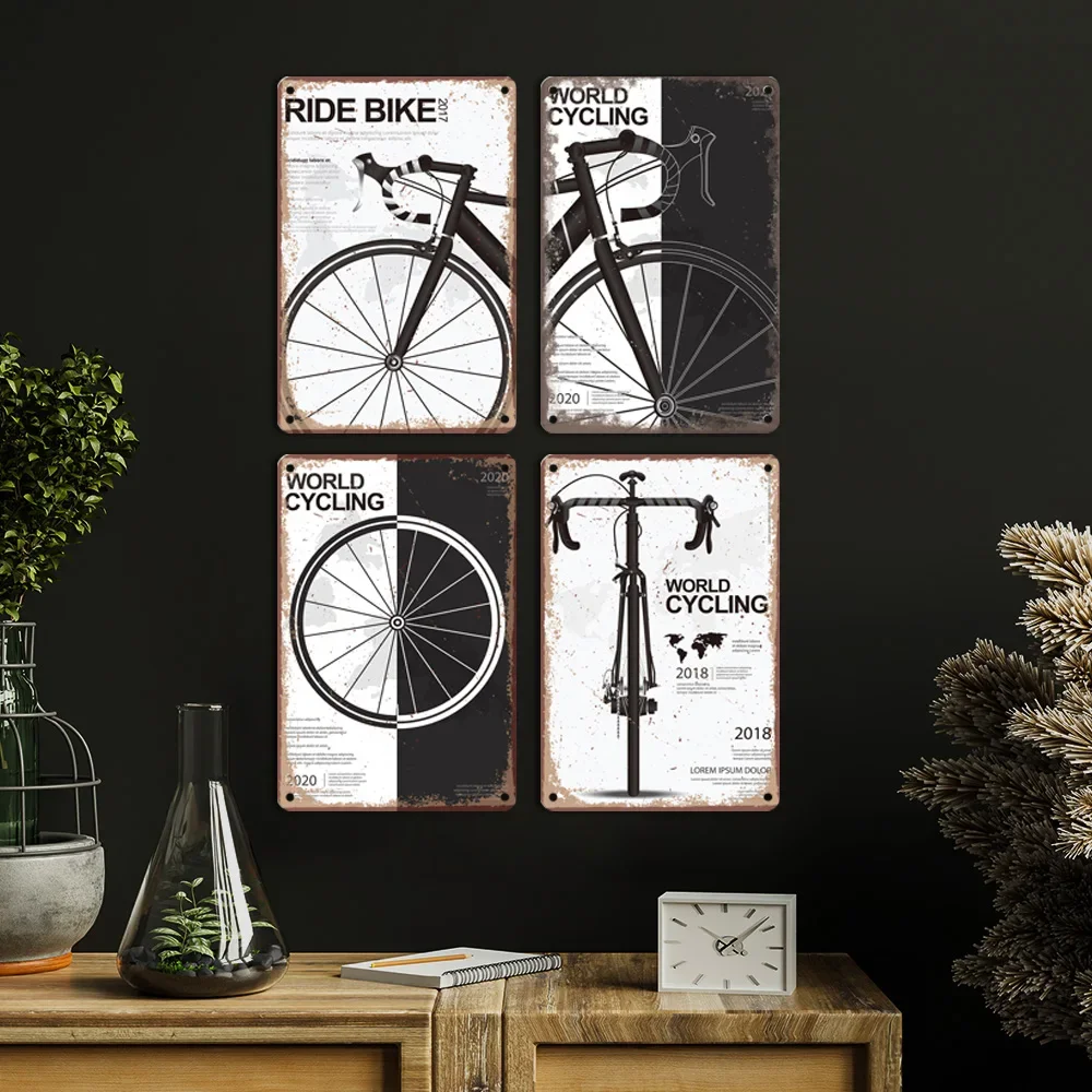 Retro Bicycle Metal Sign Plate Poster Vintage World Cycling Tin Signs Wall Decor for Home Room Garage Bar Man Cave Festival Gift