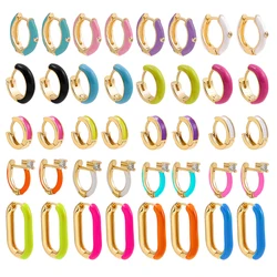 Minimalist Small Colorful Enamel Round Hoop Earrings for Women CZ Zircon Piercing Cartilage Huggie Earrings Fashion Jewelry