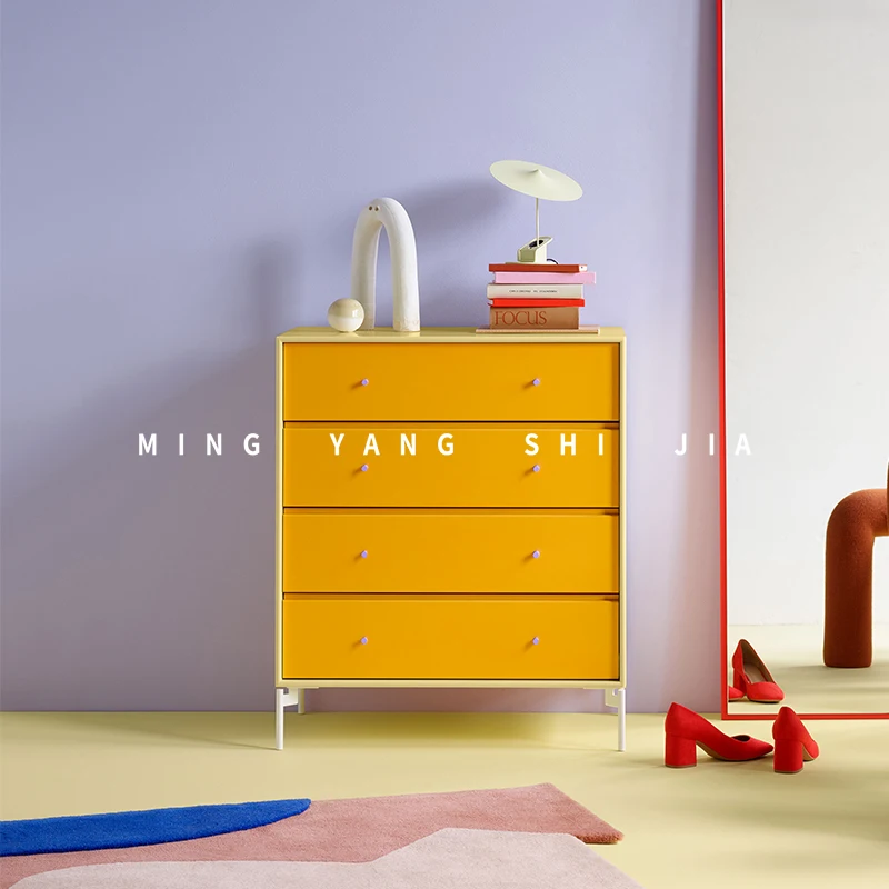 Modern simple storage chest of drawers Minimalist cream style storage cabinet Drawer Locker Dopamine bucket cabinet Bedside tabl