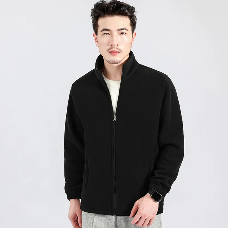 New Men'S Autumn And Winter Outdoor Sports Polar Fleece Coat Thickened Warm And Casual Fashionable Stand Up Cardigan Jacket