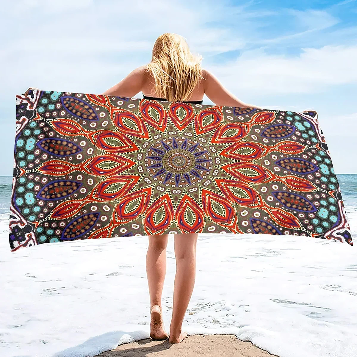 Oversize Beach Towel  Boho Mandala Cool Travel Lightweight Sand Free Quick Dry  Towels 70X140cm    80X160cm