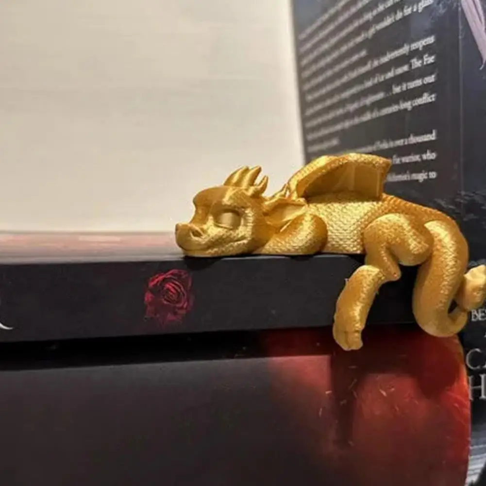 Sleeping Dragon Bookshelf Decor 3D Printed Dragon Figurine Book Nook Sleeping Dragon Shelf Decoration Book Corner Ornament