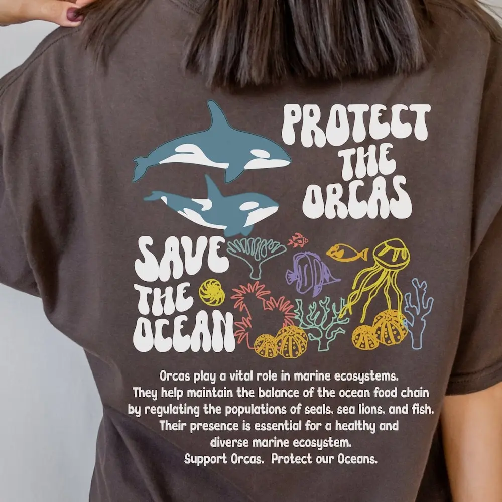 Preppy Orca Whale T Shirt For Lover Ocean Conservation Killer S Marine Animal Beach Life Oversize