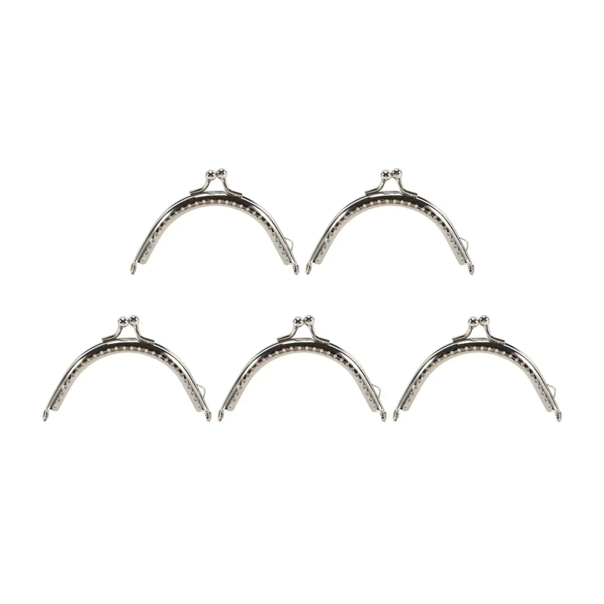 ABLQ 5 Metal Frames Snap Clasp Arch Pattern Coin Style Purse Silver