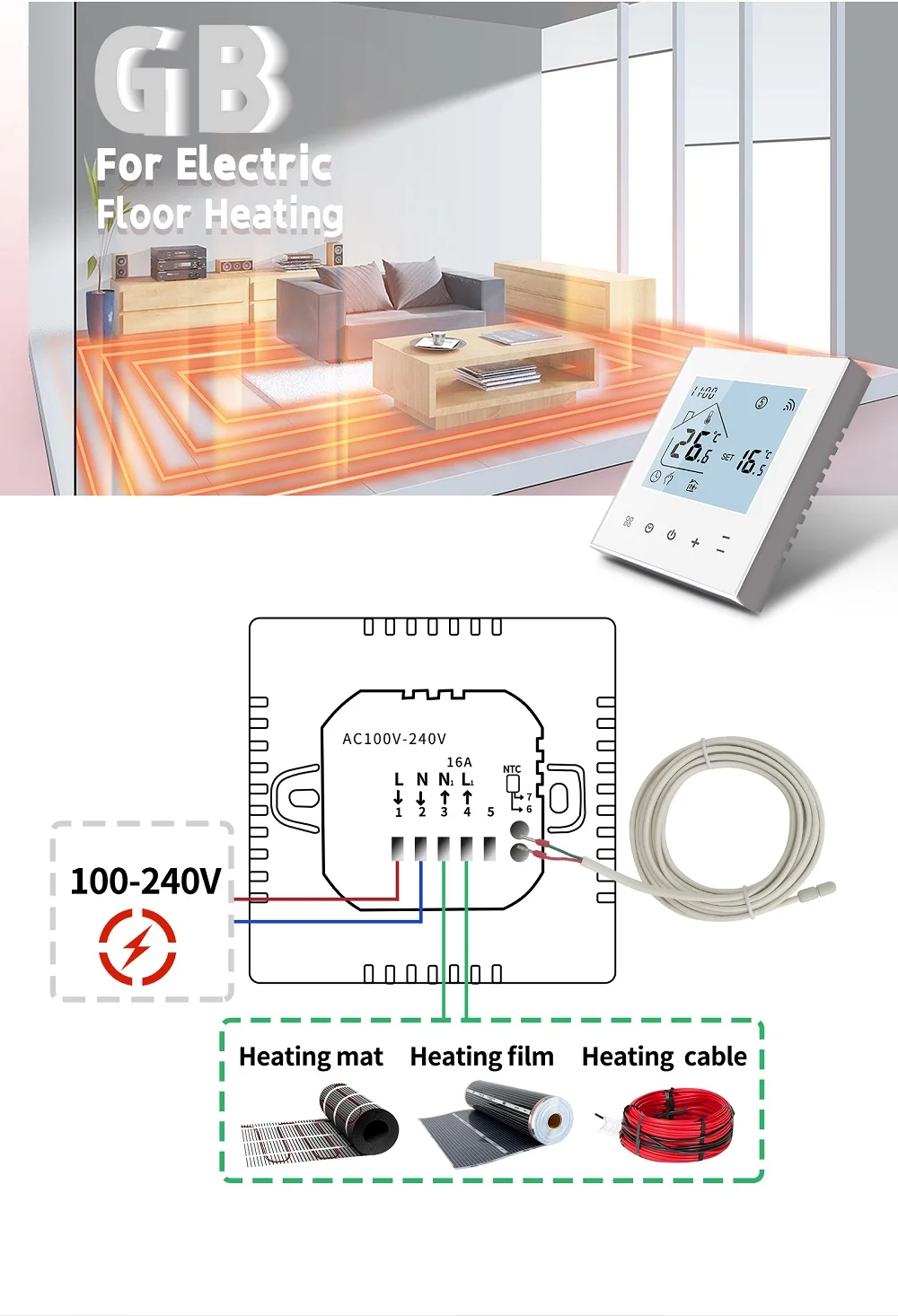 HEAT M4A Fußbodenheizungs-Thermostat Tuya WiFi/Ohne WiFi 3A 16A Elektrischer/Gas-Boiler/Wasserheizungs-Temperaturregler 1 Stück – Detail 8