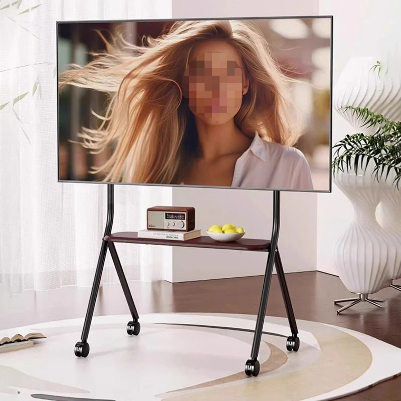 Rolling TV Stand Universal Adjustable Movable TV Rack Detachable Ground Mounted Television Stands Simple Retro Television Racks