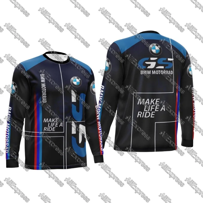 BMW T-shirt Summer BMW Gs One World Riding Jersey Men's Long-sleeved T-shirt Sweat-absorbing Breathable Quick-drying Moto Tshirt