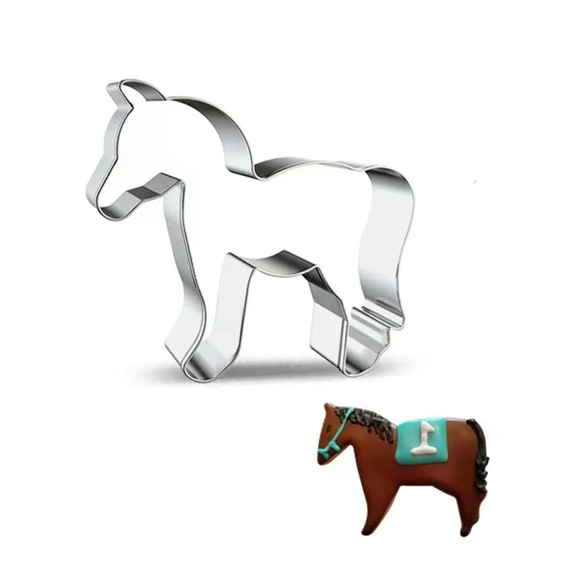 Horse Cowboy Cookie Cutter Mould Stainless Steel Pony Horseshoe Cowboy Shapes Biscuit Mold Fondant Pastry Decor Baking Tools