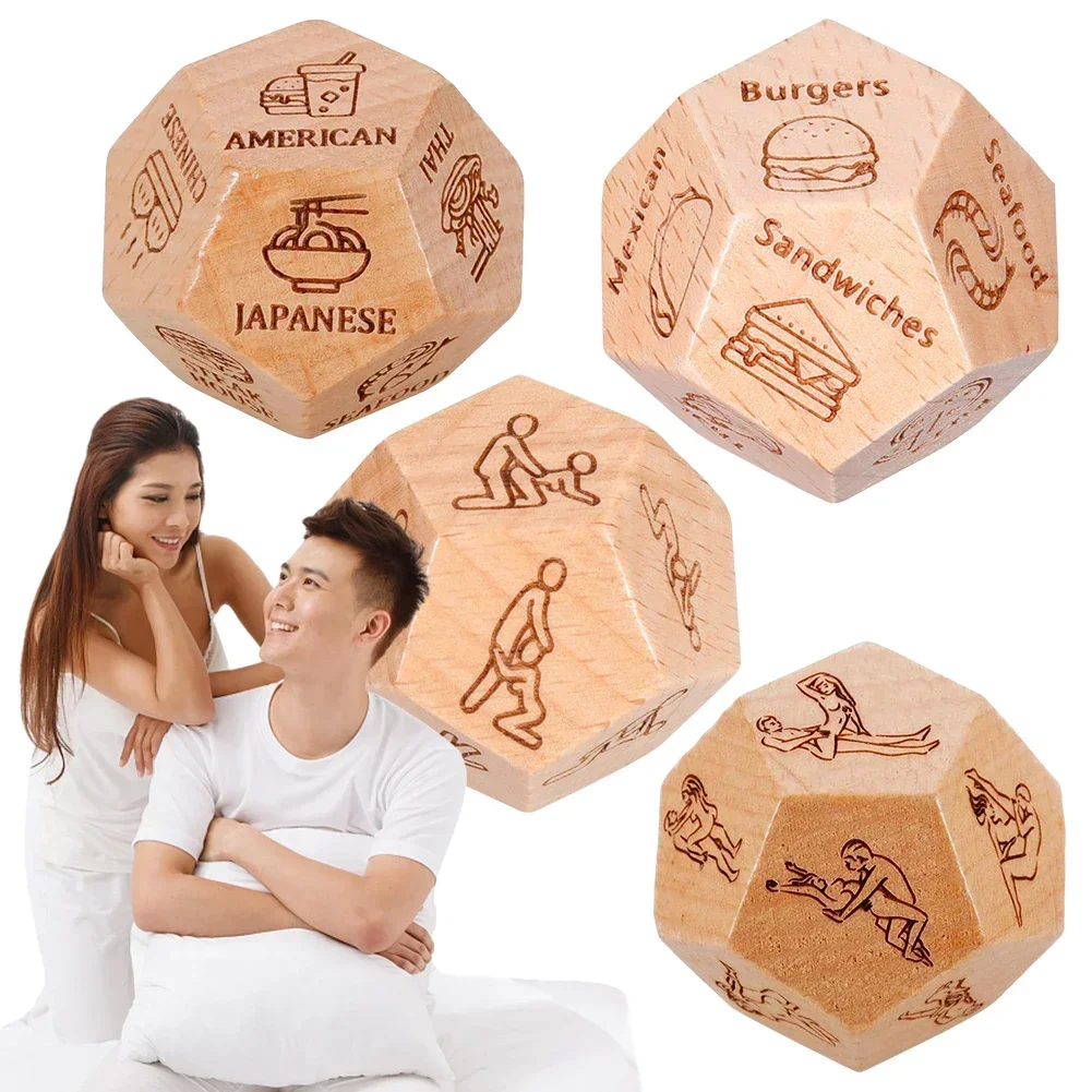 Anniversary Wedding Gifts Stocking Stuffers Wood Food Dice Foodie Naughty Wooden Dice Gifts for Him Her for Couples Husband Wife