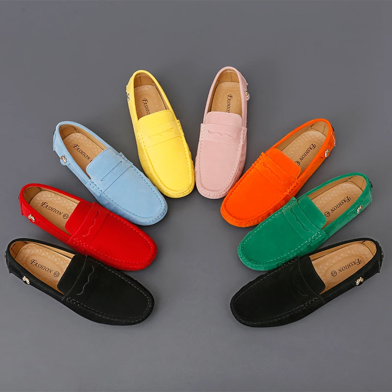 Suede Leather Shoes Men Loafers Women Casual Shoes Fashion Flats Hot Sale sneakers Unisex Driving Shoes Moccasins Plus Size 48