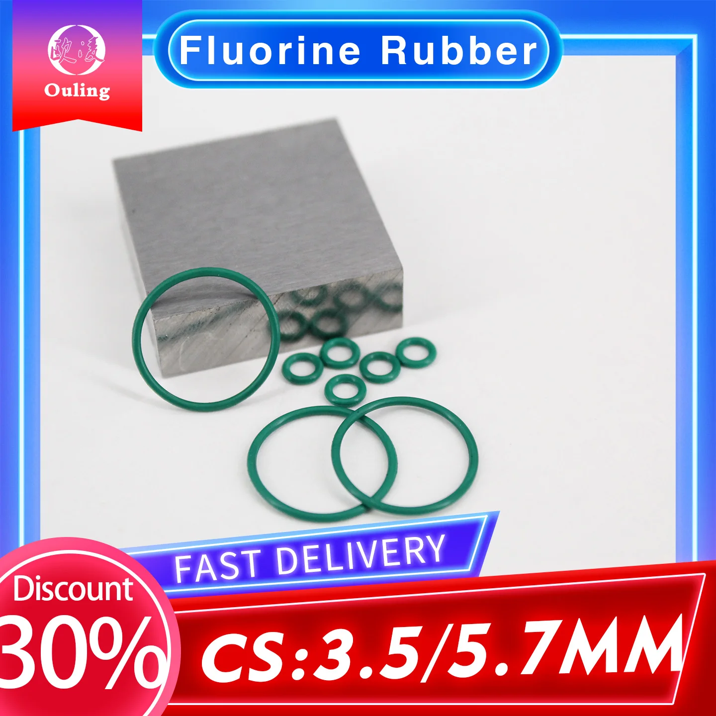 

FKM O-Ring Thickness CS3.55/5.3mm OD10-220mm Heat-resistant Wear resistance Fluororubber Washer Seals FPM Rubber O Rings