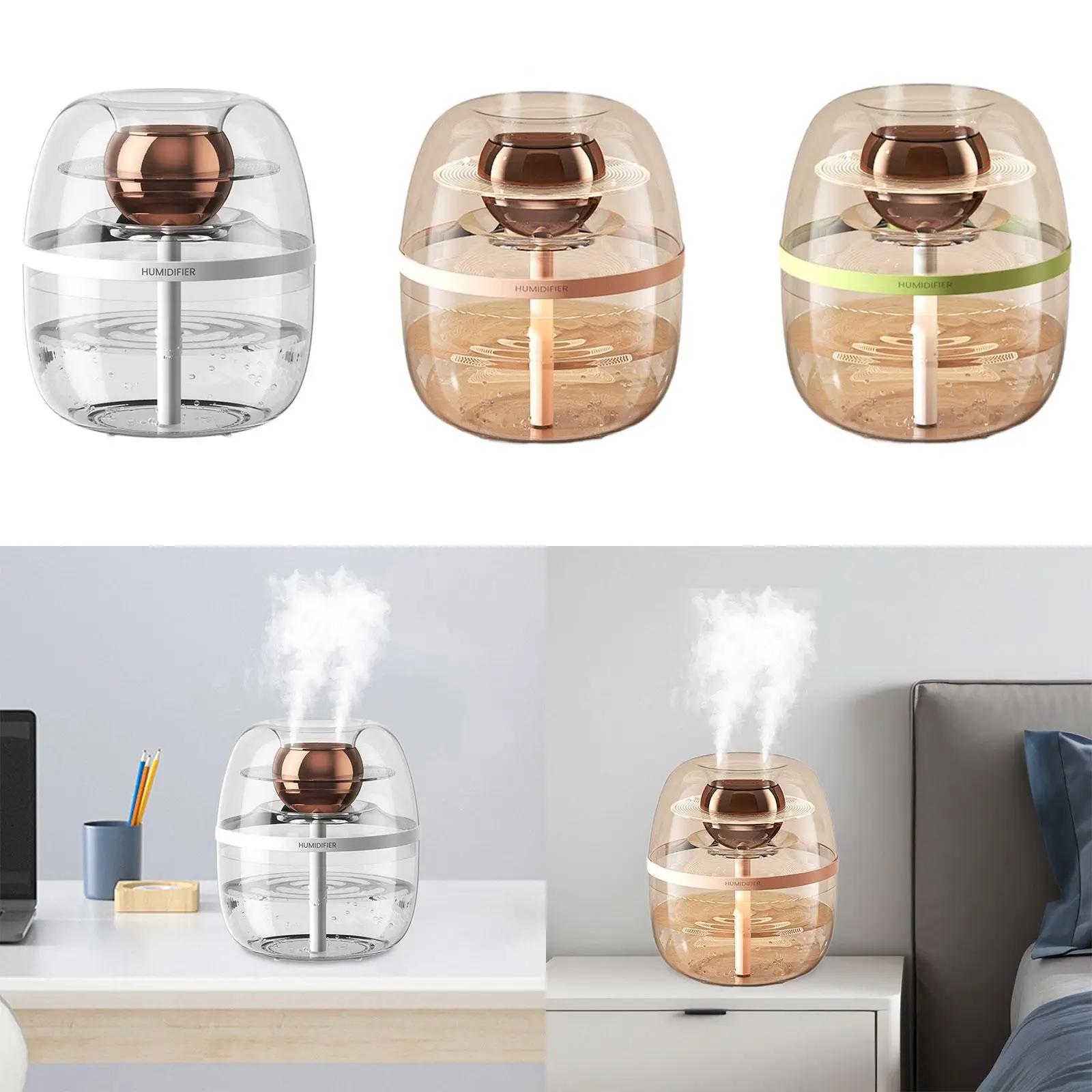 

Увлажнитель воздуха с ночником, 3 л, экономия места, легко чистится, автоматическое отключение