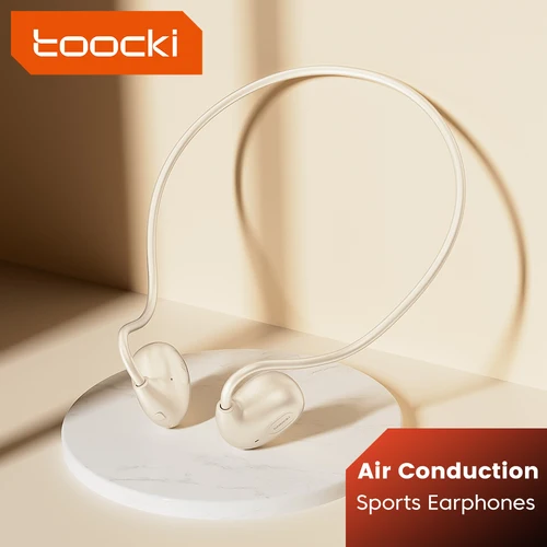 Auriculares inalámbricos Toocki con conducción de gas y Bluetooth 5.3, auriculares deportivos portátiles, ligeros, colgantes, control por teclas, batería de larga duración, auriculares impermeables IPX4 con micrófonos