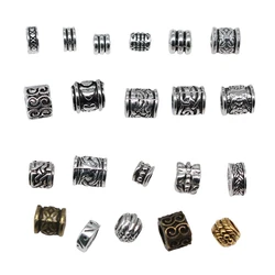 20pcs Big Hole Round Carved Spacer Beads For Jewelry Making Antique Silver Color DIY Crafts Making Findings Handmade Findings