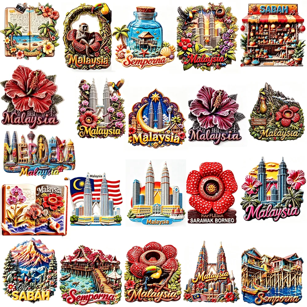 Asia  Malaysia   3D Fridge Magnets Tourism Souvenir Refrigerator Magnets Sticker