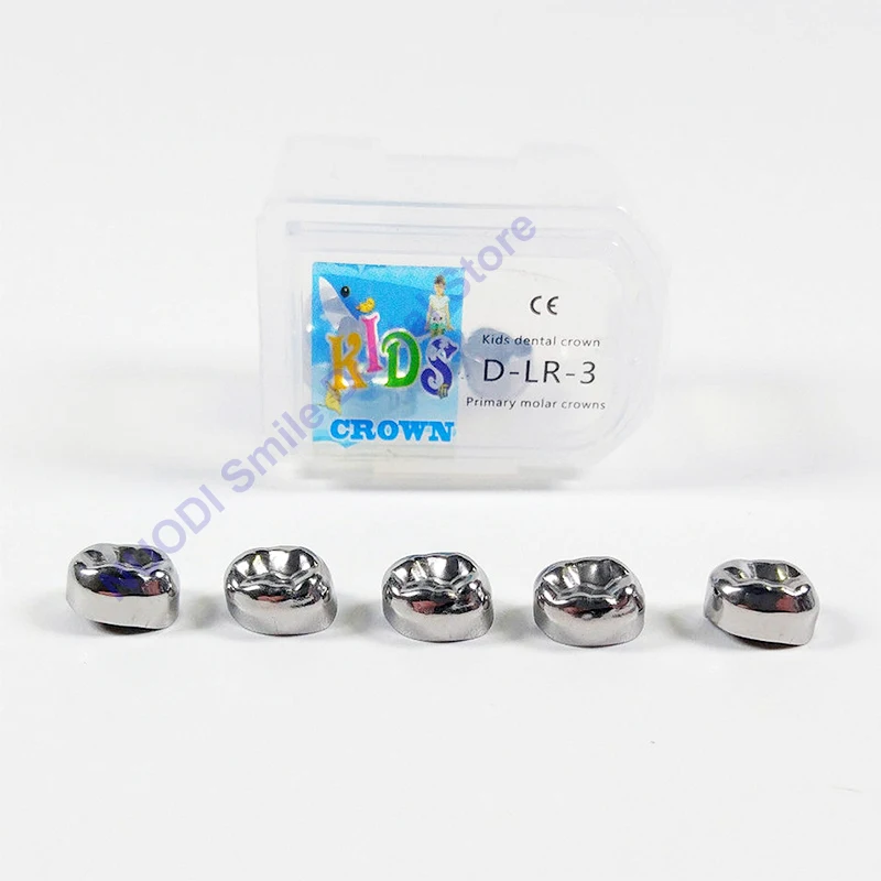 5Pcs Dental Kids Crown Preformed Metal Primary Molar Teeth Crown 1st 2nd Stainless Steel Pediatric Temporary Crowns Dentist Use