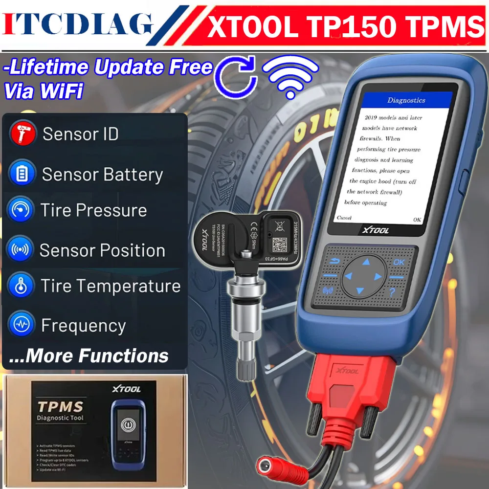 XTOOL TP150 WIFI TPMS Diagnostic Tool Activate Programming Scanner TS100 Pro in 315/433MHz Tire Pressure Monitor Read Clear DTC