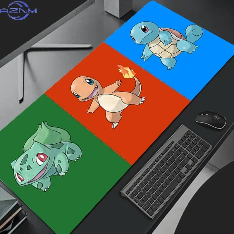 Anime Starter Pokemon Split Color Block Print Mouse Pad Rubber Non-Slip Waterproof Gaming Mouse Pad for Laptop Desktop Home Offi