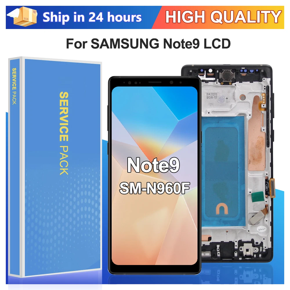 samsung-note9-lcdディスプレイタッチスクリーンデジタイザーアセンブリ、samsung-note-9-n960f-n960u-n9600-lcdフレーム用100-テスト