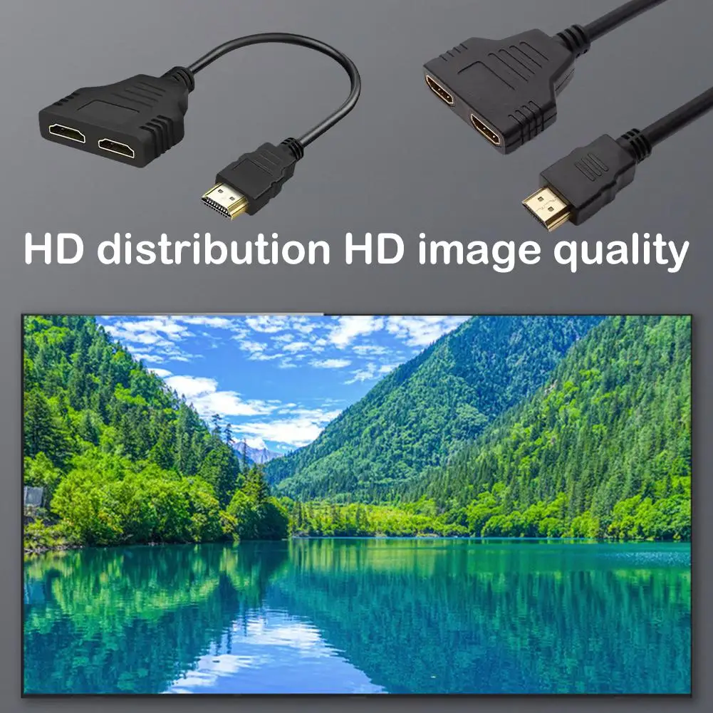 كابل محول مقسم متوافق مع HDMI ، مقسم Y للكمبيوتر المحمول ، شاشة تلفزيون ، 1 ذكر إلى مزدوج ، 2 اتجاه أنثى ، 4K ، 3D ، P ، H6S1