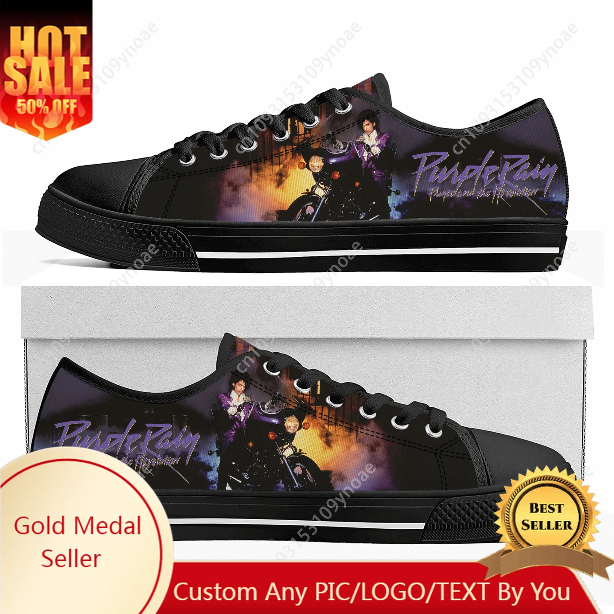 Prince Rogers Nelson Purple Rain Low Top High Quality Sneakers Men Women Teenager Canvas Sneaker Casual Couple Shoes Custom Shoe