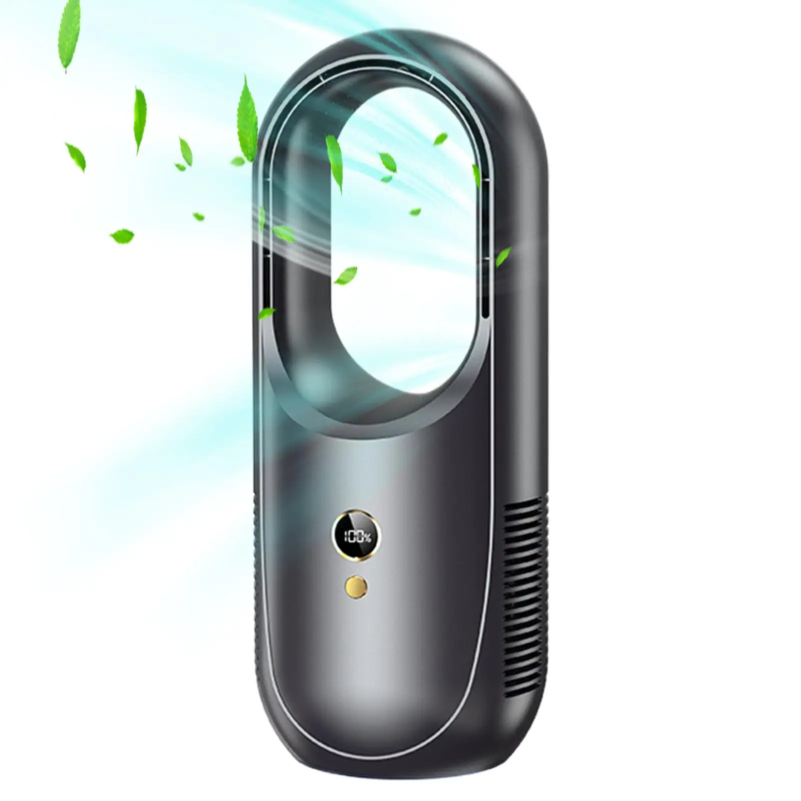 2000mA Rechargeable Bladeless Personal Fan, Multifunctional Bedside Cooling Fan, Powerful Quiet Air Circulator for Home Office