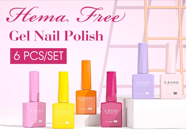 9ml CANNI TPO-FREI HEMA-FREI Sommer-Nagellack-Set 6 Stück Langanhaltender Hochpigmentierter Gel-Lack Abziehbarer UV-LED Multi-Farben-Set – Detail 2