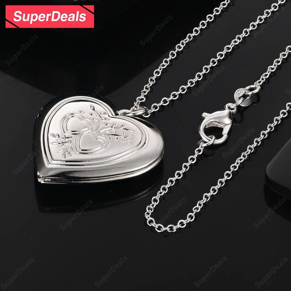 

SuperDeals 925 Sterling Silver Heart Pendant Necklace Fashion Party Sweet Romantic Jewelry 16-30 Inch Chain For Girlfriend