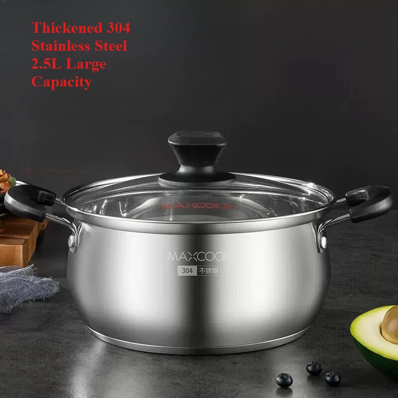 304 Stainless Steel Soup Pot, Thickened Composite Bottom, Suitable for Gas Stove and Induction Cooker