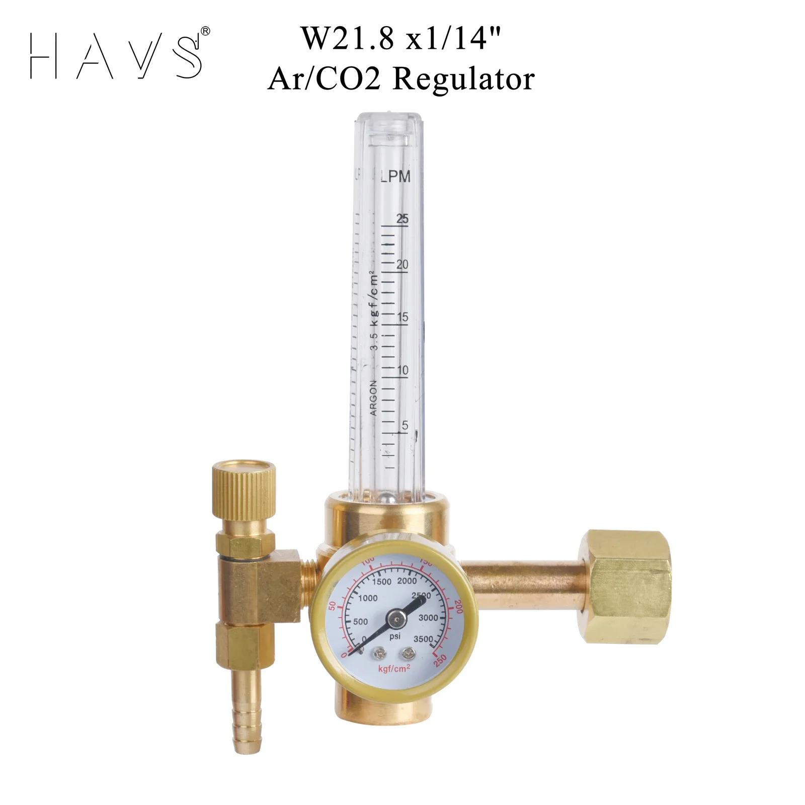 All Brass  Argon/CO2 Mig Tig Flow Meter Gas Regulator Gauge Welding Weld 0-60CFH W21.8 x1/14\