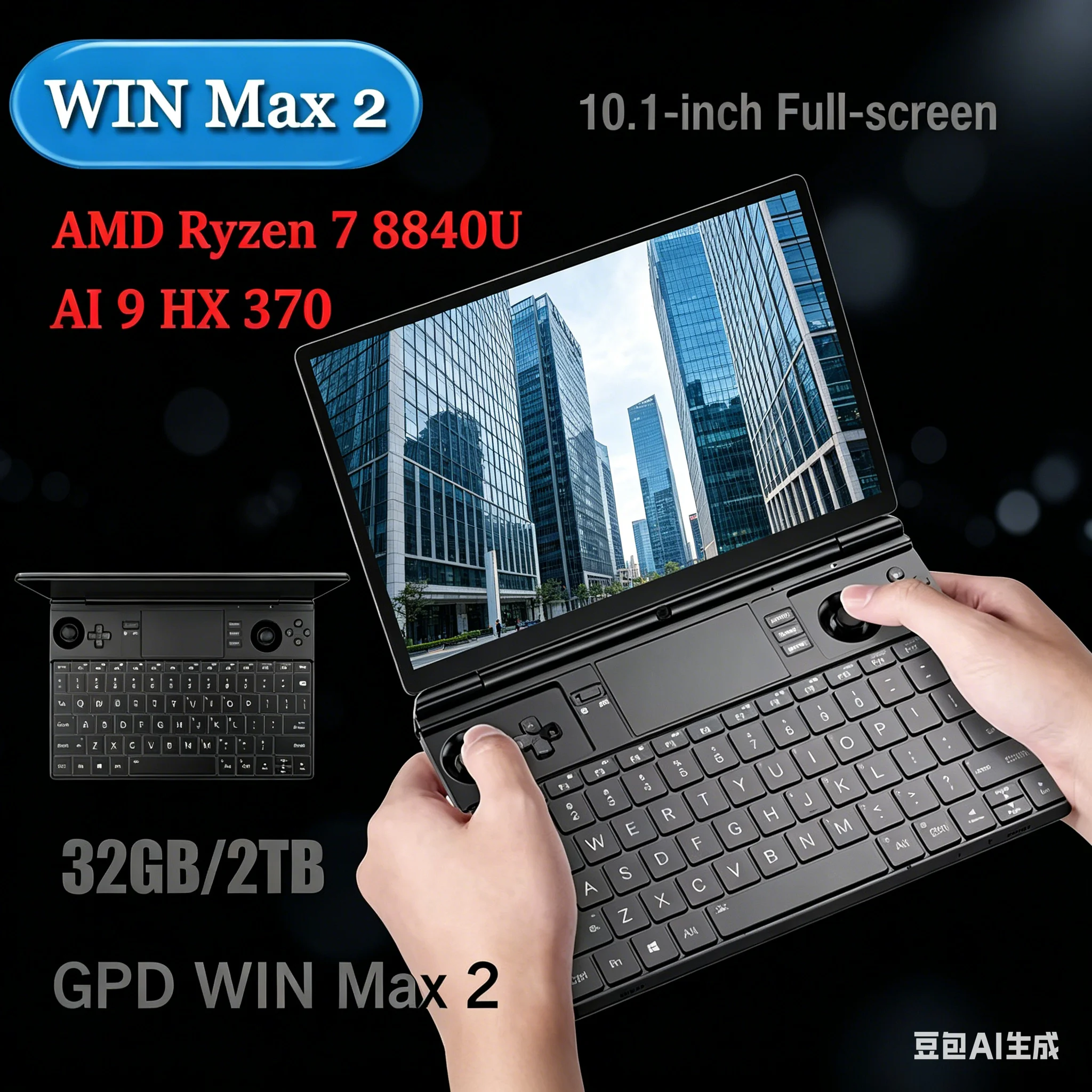 

2026 GPD WIN Max 2 Mini PC New Model AMD 8840U AI9 HX370 Processor 32GB RAM 1TB/2TB SSD Gaming Notebook