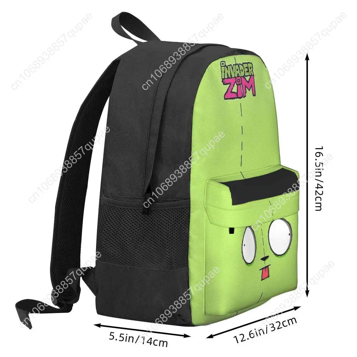 Invader Zim Gir Dib Green Dib Robot Backpack Mochila 3D Student School Bag Laptop Rucksack Boys Girls Large Travel Shoulder Bag