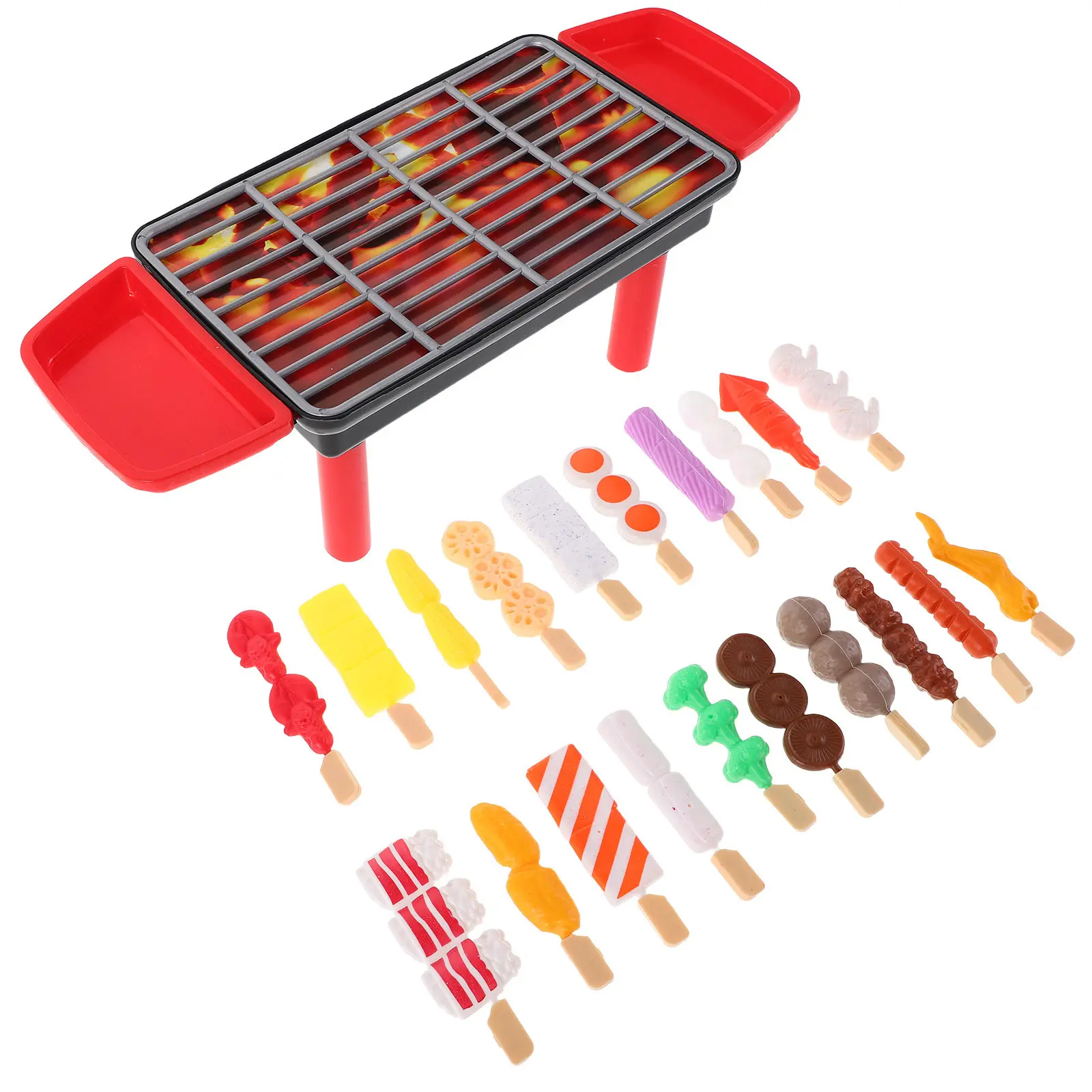 

20Pcs Kids Pretend Play Bbq Grill Set Realistic Food Accessories for Indoor Outdoor Cooking Interactive Play Cooking Toy Bbq Set
