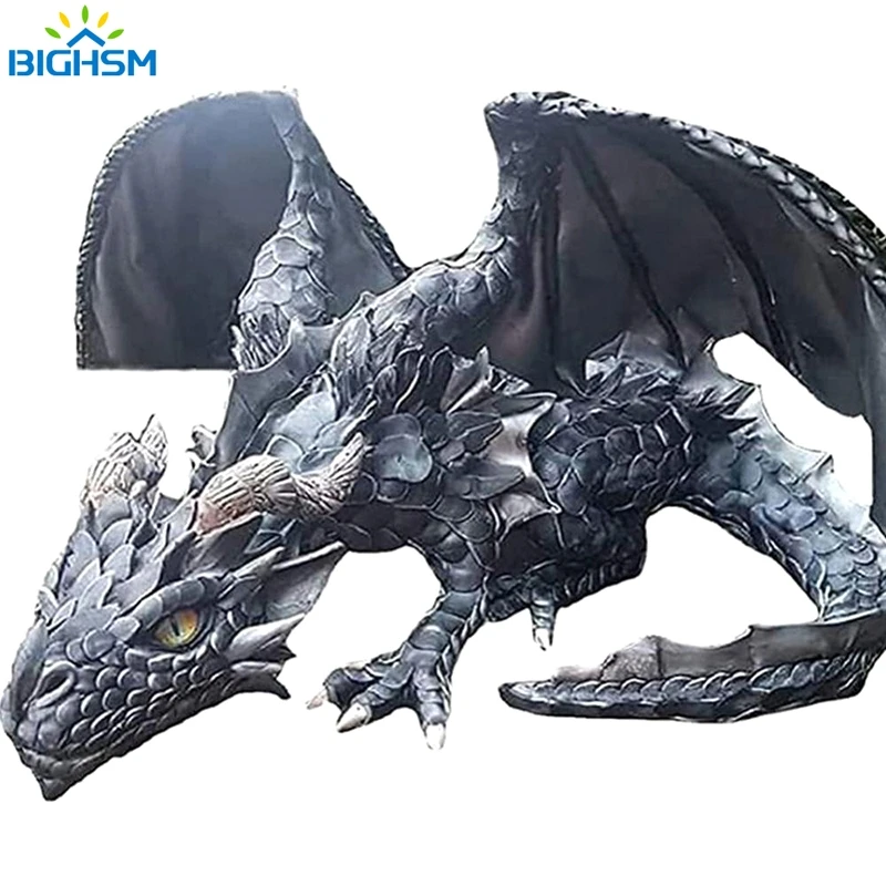 1Pcs Garden Big Squatting Dragon Sculpture Guardian Statue Garden Dragon Figurine Halloween Outdoor Gothic Decoration