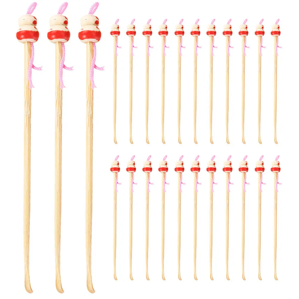 

100 шт., бамбуковые инструменты для ушей, маленькая ложка для ушей ручной работы, средство для удаления воска, прочный очиститель, многофункциональный портативный ушной совок