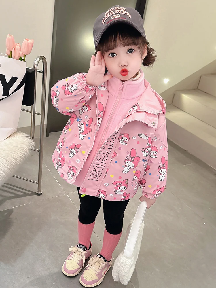 

Girls Winter Faion Warmth Tee-in-One Bright Light Jaet Cotton Insert Outerwear Two-Piece Set Cute Sle Long Sve Hooded