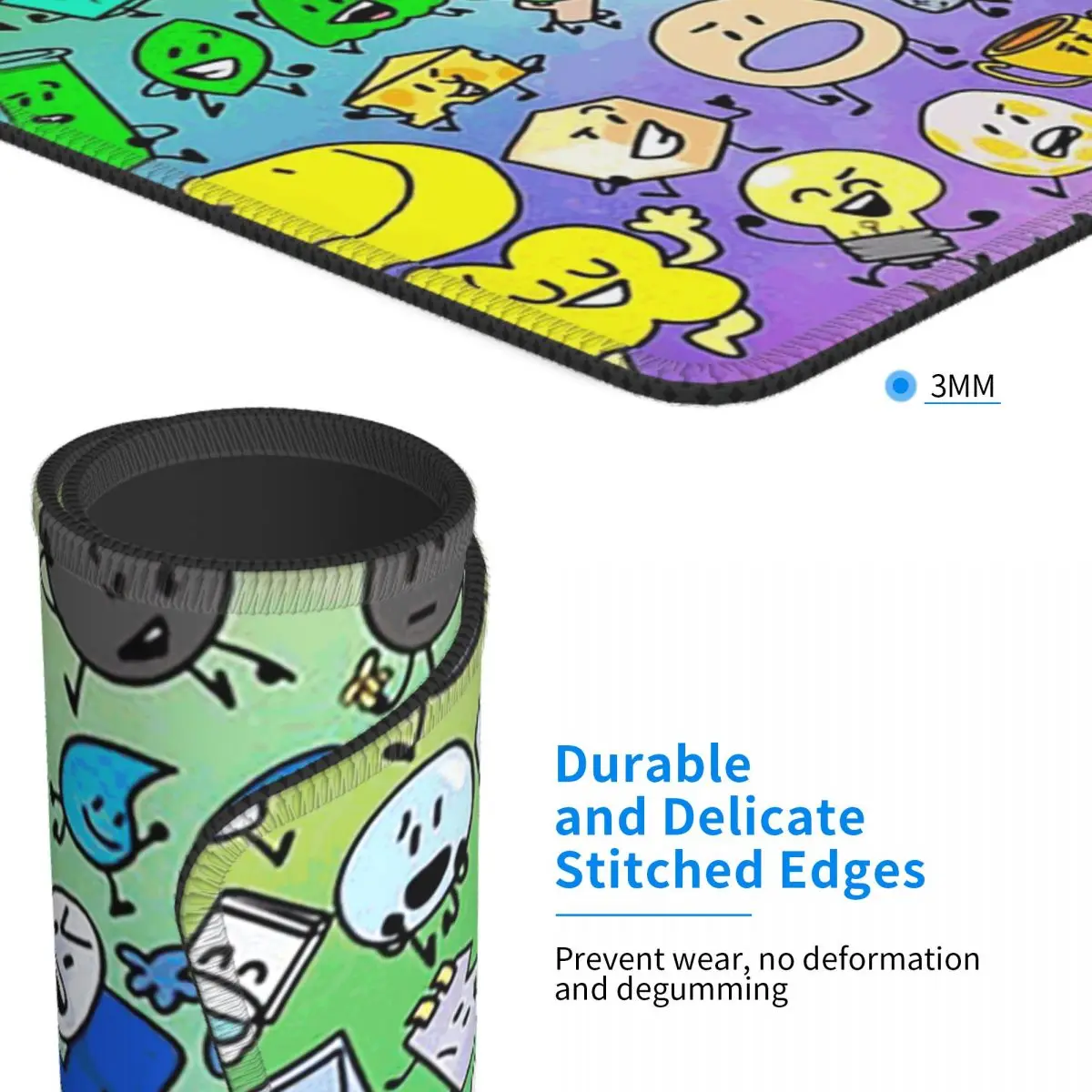 BFDI Inanimate Insanity All Characters Mouse Pad Computer Keyboard Mouse Mat Gaming PC Laptop Desk Mat Office Table Mats