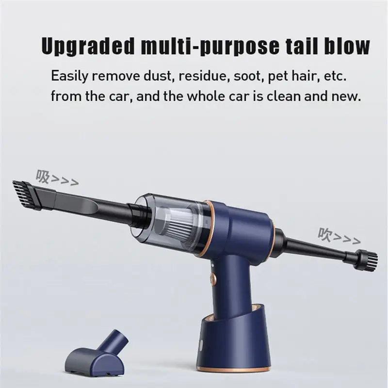 مكنسة كهربائية ABKS-Car محمولة للشحن والهواء المضغوط محمولة عالية الطاقة للمنزل والمكتب باللون الأبيض