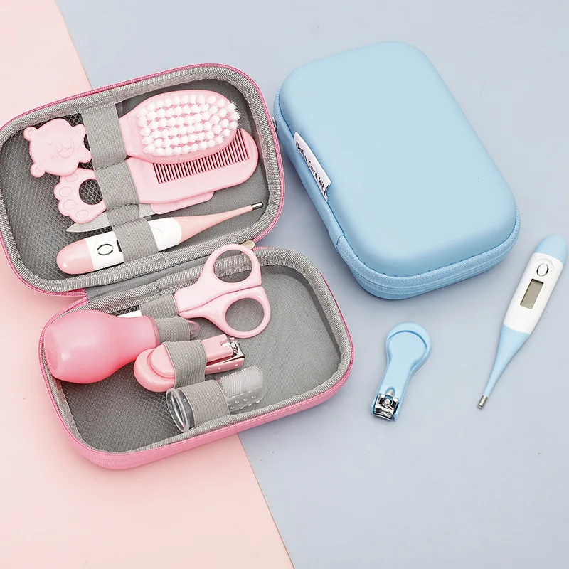 Baby Care Set Nail Clippers Medicine Spoon Thermometer Nasal Aspirator 8-piece Set