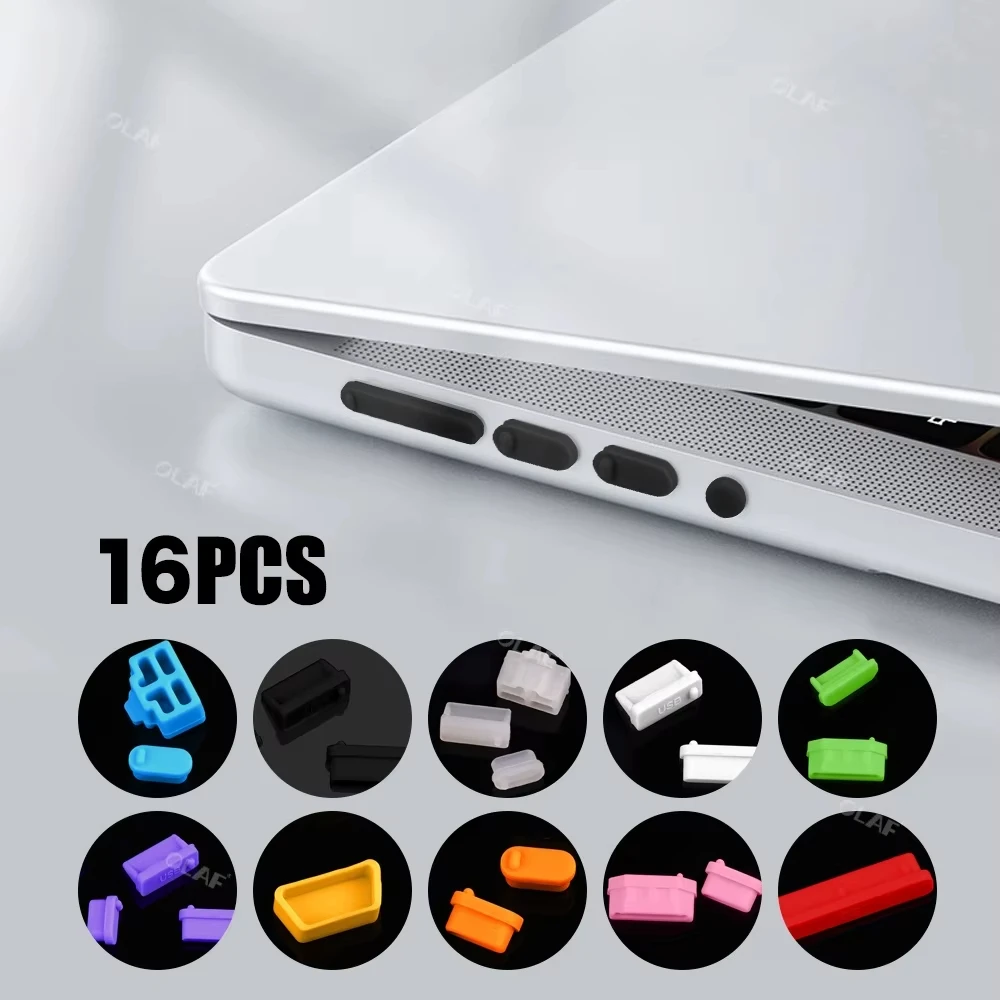 16Pcs/set Universal Anti Dustproof Notebook Port Plug Silicone Protector USB Elastic Laptop Computer Port Cover Stopper