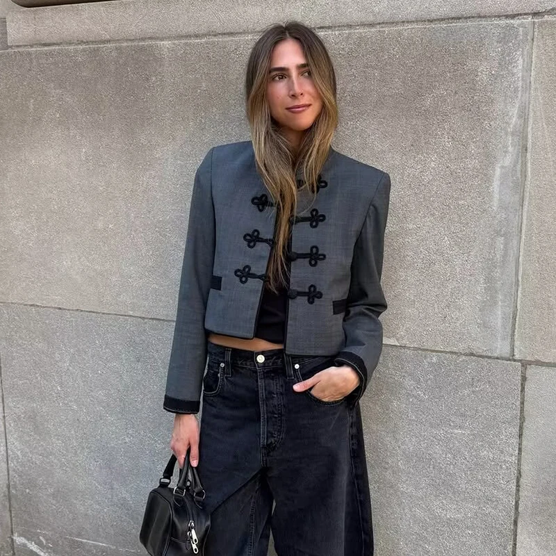 Blazers Blouse Women's Autumn 2026 New Chic Slim Short Retro Office Blazers Jackets Women's Autumn Fashion Holiday Youth Coats