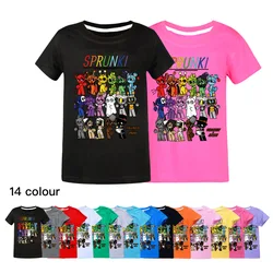 Cute Sprunki T Shirt Kids Leisure Cotton T-shirt Baby Girls Horror Game Incredibox Tshirt Toddler Boys Summer Short Sleeve Tops