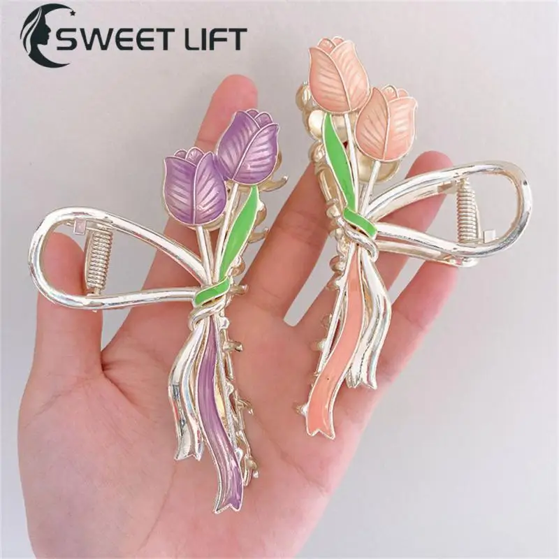 Hairpin Flower Hair Clips Elegant Geometric Hair Accessories Shark Clip For Women Tulip Exquisite Headdress Sweet