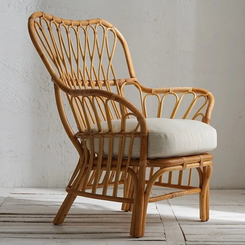 

rattan malo leisure chair, retro rattan weaving, balcony leisure sofa chair, home living room single, backrest rattan chair