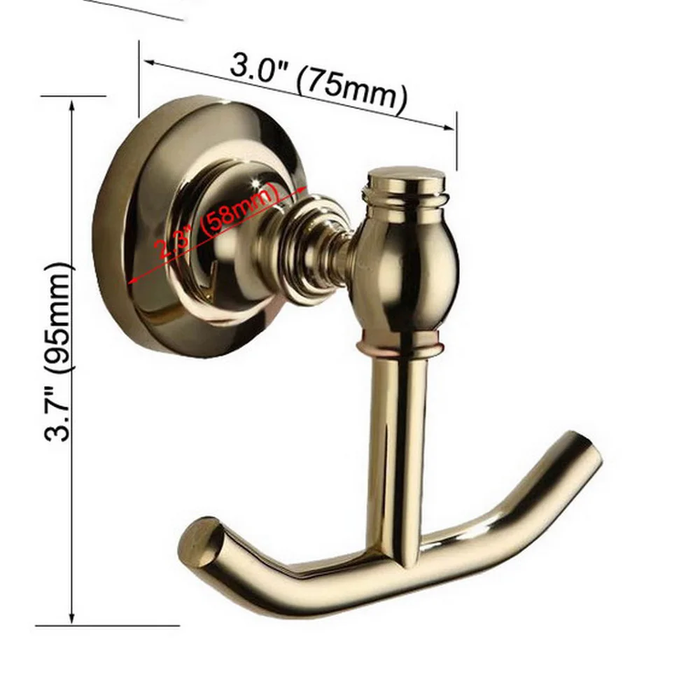 Luxury Gold Brass Coat Hook Bathroom Hardware Wall Mounted Bathroom Hanging Hook Bathroom Hardware zba097
