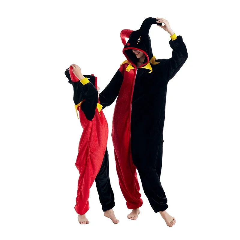 Clown Kigurumi Kids Flannel Women Pajamas Zipper Onesies For Adults Men Onsie Girls Cosplay Pijamas Halloween One-Piece Bodysuit