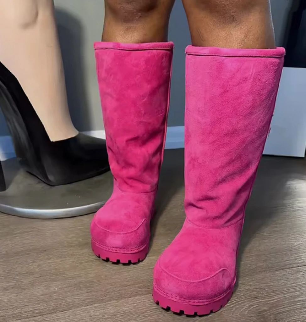 

Brand Fashion Women's Snow Boots Winter New Thick-soled Big Head Platform Warm Boots Suede Outdoor Slip-resistant Boots Big Size