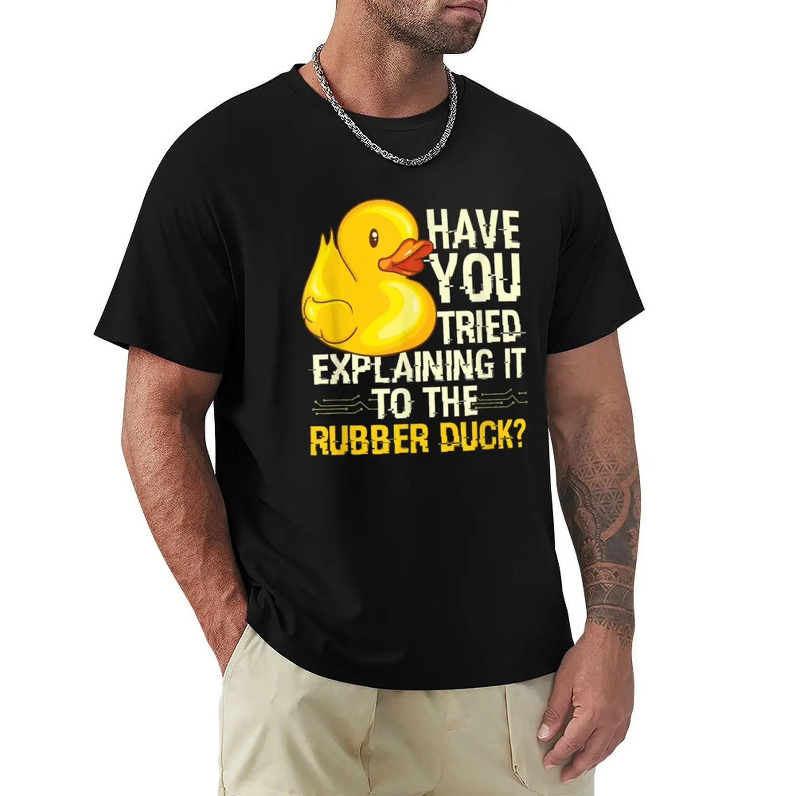 

Funny Programmer - Rubber Duck Debugging, Funny Programmer Gift Design T-Shirt cotton graphic tees sports fans Men's clothing