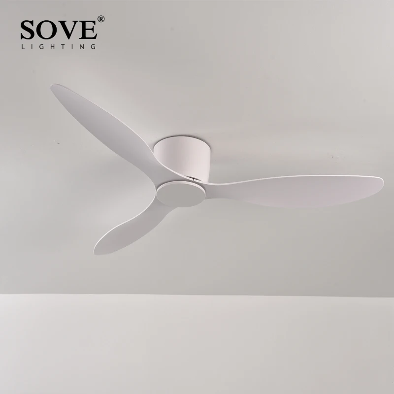 SOVE Ventiladores de teto modernos de piso baixo sem luz DC 30W Ventilador de teto com controle remoto Ventilador de teto simples para casa sem